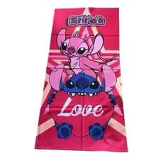 Toalha Infantil Banho Praia Algodão Lilo Stitch e Angel Grande