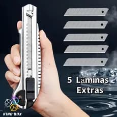 Estilete utilitária profissional multifuncional equipada com 5 lâminas de liga de aço sobressalentes de alta qualidade