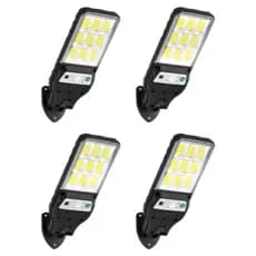 Kit 4 Luminária Led Solar Poste Rua Parede Sensor 108 Led Controle