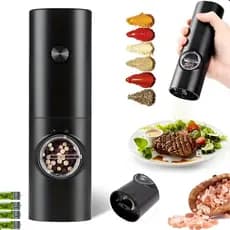 Moedor Elétrico Tempero Sal Pimenta Gourmet Inox Portátil Cor Preto