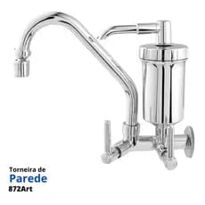 Torneira de Parede Cozinha com Filtro em ABS – Bica Móvel ou Gourmet com Chuveirinho 2 Jatos