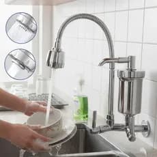 Torneira de Parede Cozinha Gourmet Com Filtro  Móvel Cromada em Metal e ABS