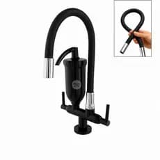 Torneira Cozinha Gourmet Preta Filtro Bancada Flexível Silicone 1/4 Volta ABS Luxo