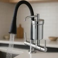Torneira com Filtro Gourmet Flexível Cozinha Preta Bancada c/ Ducha 2 Jatos 1/4 de Volta com Refil