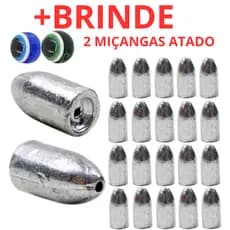 Kit 10 Chumbo Bullet para Pesca Flórida Carolina Texas Rig Iscas Artificiais Soft Chumbada Bala