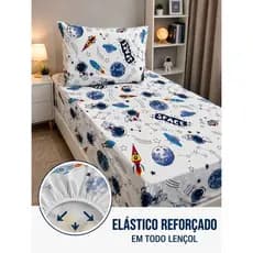 Jogo de Lençol Infantil 2 Peças Micro Percal 400 Fios com Elástico e Fronha Estampada