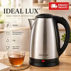 Chaleira Elétrica Térmica Bule com Tampa   Inox 1,8L 127v/220v Ideal Lux™ Desligamento Automático Água Quente em Minutos