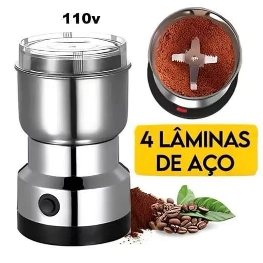 Moedor De Café 110v Elétrico Grãos Aço Inox 4 Lâminas Pronta Entrega