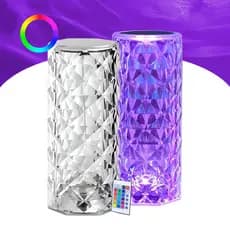 Abajur Luminária 16 Cores C/ Controle Remoto Quarto Mesa Touch Cristal LED Luz Projetor Diamante Toque USB