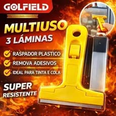 Raspador Plástico com 3 lâminas Golfield - Insulfilm, Tinta, Cola, Adesivo, Box do Banheiro .