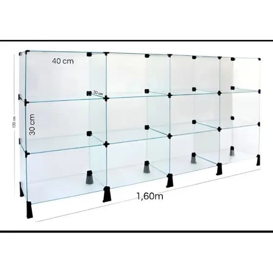 balcão de atendimento balcão de vidro prateleira de vidro modulado 4mm temperado vitrine de vidro 160 x 100