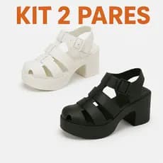 Kit Pares Sandália Feminina Estilo Blogueira Salto Tratorado Alta