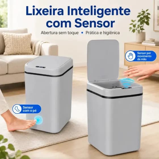 Lixeira Inteligente Automática 16L/20L Com Sensor , Abertura Sem Toque Para Banheiro E Cozinha