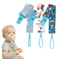 3 Prendedores de Chupeta Menina Menino Kit c/ 3 Chupeta Prendedor Universal Mam Avent Nuk Nillo Lolly