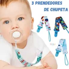 Kit 3 Prendedor de Chupeta Clipe Bico Para Bebe Baby Com Estampas Fofas Original Modelo Universal MENINO
