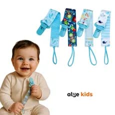 4 Prendedores Cordão de Chupeta Bico Clipe Para Bebe Baby Com Estampas Coloridas Original Modelo Universal MENINO