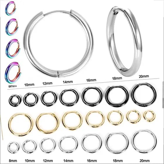 Brinco Pequena Argola Unissex De Aço Inoxidável 12mm Prata