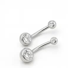 Piercing Umbigo Aço Cirúrgico Kit 2 Unidades Banana Zircônia Dupla Antialérgico