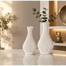 Kit 2 Vasos Decorativos em Espiral Luxo Sala Escritório Moderno Plástico