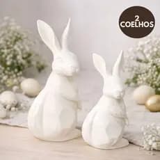 Kit 2 Coelhos Páscoa Decoração Moderna Luxo Mininalista Enfeite