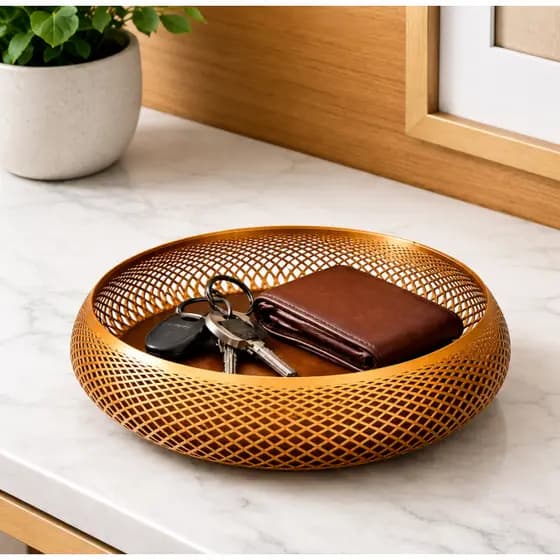 Porta Objetos Cesto Decorativo Organizador Mesa Porta Treco Chaves Relógio Bandeja Moderna Premium
