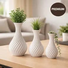 Kit 3 Vasos Decorativos Branco Espiral Estante Decoração Moderna para Sala