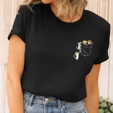 Camiseta Feminina Estampada Com Desenho Animado De Gatinhos