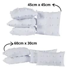 Kit 4 Capas de Almofadas 300 Fios Detalhes em 3D Pompom 45cm x 45cm e 60cm x 30cm Com Zíper - Poppy