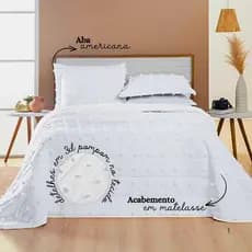 Cobre Leito 3 Peças - Casal\Queen\King - 300 Fios Percal - Dupla Face - Detalhes em 3d Pompom Poppy