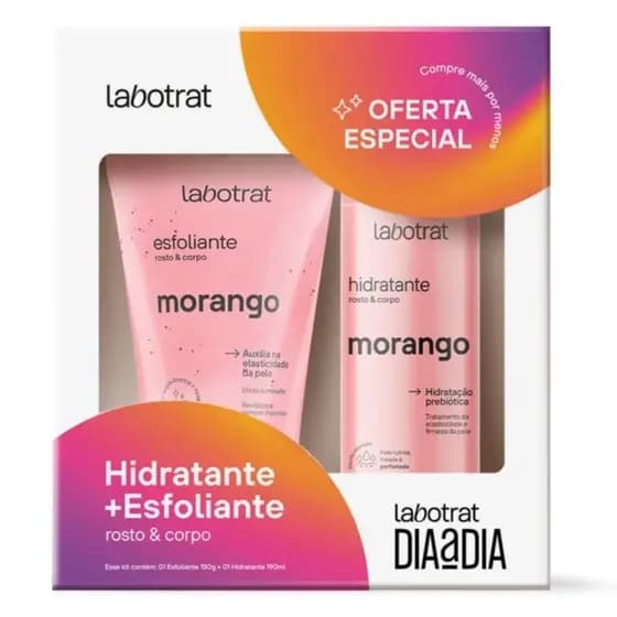 Kit Esfoliante e Hidratante Dia a Dia Labotrat Morango Cuidados Diarios C/2 Itens