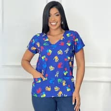 Scrubs Blusa Bata Feminina Educação Autista Autismo TEA Scrub Uniforme Tecido Oxford