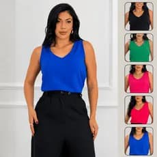 Blusa Regata Feminina Social Duna Premium Alça Larga Moda Casual Básica Elegante Verão