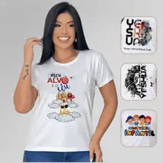Blusa Camiseta T-shirt Feminina Premium Elegante Religião Estampada Meu Alvo é o Céu