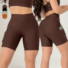 Short de Academia Feminino Premium Alta Compressão Bolso Lateral Zero Transparência