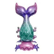 Balão Metalizado Rabo Calda De Sereia C/ Base 125cm Festa Decoração