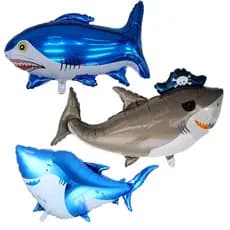 Kit 05 Balão Metalizado Tubarão Fundo Mar Decoração Oceano 80cm