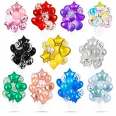 Kit Buque Balão Metalizado 14 Peças Bexiga Festa Diversas Cores Decoração