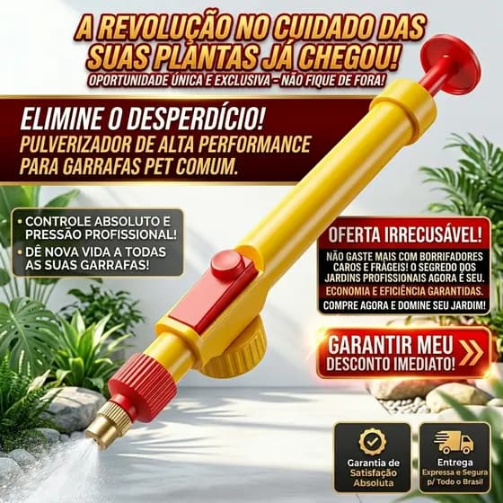 Pulverizador Manual Para Garrafa Pet Universal Borrifador Bico Regulavel c/Pressão