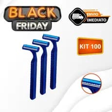 Kit 100 Gilete Presto Barba Profissional Aparelho Barbear 2 Laminas Barbeador Barba Cabelo Bigode