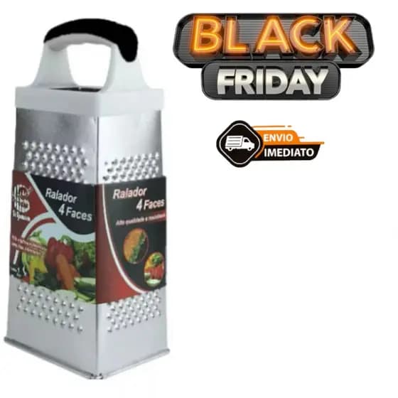 Ralador Em Aço Inox e Cabo de Plátisco 4 Faces 21cm Branco Preto e Vermelho  de Legumes Frutas de Queijo Ralador Manual