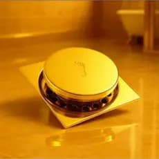 Ralo Click Inteligente Dourado 10x10 Brilhante De Banheiro Luxuoso Aço Resistente 15416