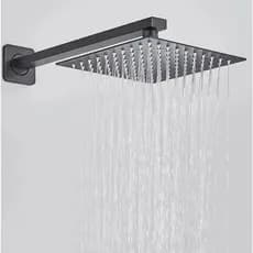 Ducha Preta Inox Chuveiro slim 20X20cm e Cano Quadrada Fosco 14933B