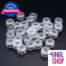 Kit 10 Bobina Plástica Carretilhas Baixa com p/ Máquina de Costura Doméstica - Singer, Elgin, Olimpia e Outras