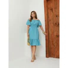 AM FASHION Vestido curto floral pequeno com um ombro a ombra MODA 2025