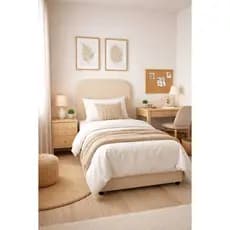 Cabeceira P/ Cama Box Solteiro Modelo Dunna Orgânica Ads Decor - Linho na Cor Bege