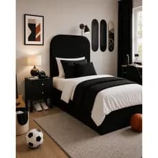 Cabeceira P/ Cama Box Solteiro Modelo Dunna Orgânica Ads Decor - Suede na Cor Preto