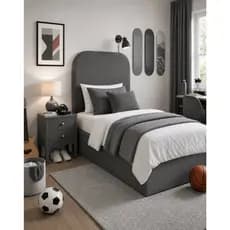 Cabeceira P/ Cama Box Solteiro Modelo Dunna Orgânica Ads Decor - Suede na Cor Cinza