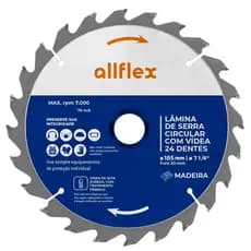 Disco Serra Circular allflex C/Videa 7.1/4 24 Dentes