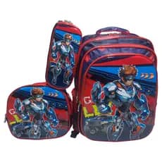 Mochila Escolar Robô Infantil Menino - Kit 3 em 1 com Lancheira Térmica e Estojo