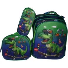 Mochila Escolar Infantil Dinossauro com LED - Kit 3 Peças com Lancheira Térmica e Estojo